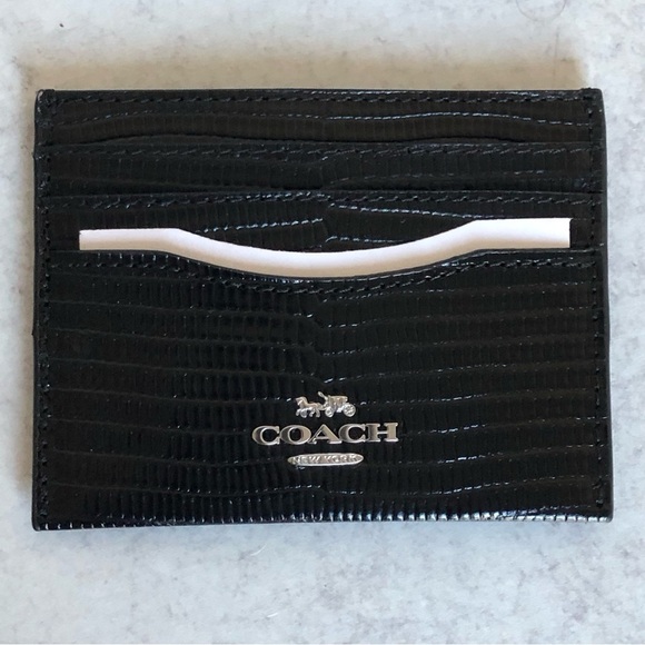 Coach Black Lizard Embossed Leather Slim Card Case - Picture 5 of 5
